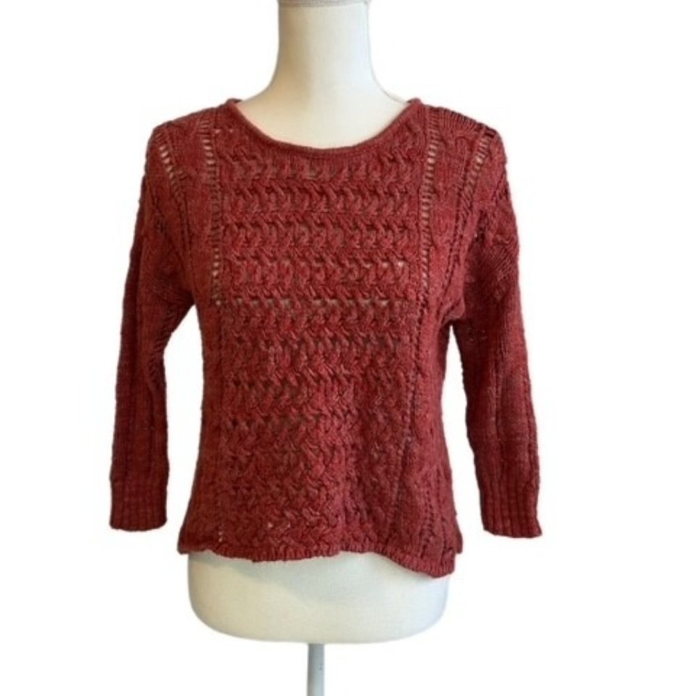 American Eagle Open Knit Hi-Low Sweater  Burnt Orange Size XS
